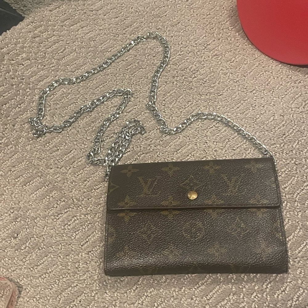 Elegant Brown Monogram Chain Bag